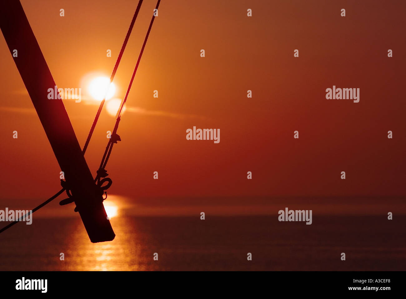 Bow of Ship at Sunset Stock Photo