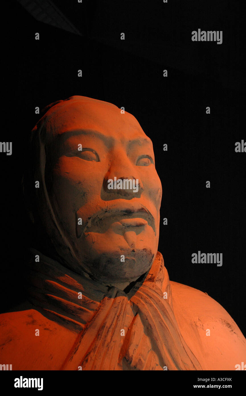 Replica of chinese figure from famous chinese terracotta army of Qinshi Huang dig emperor on