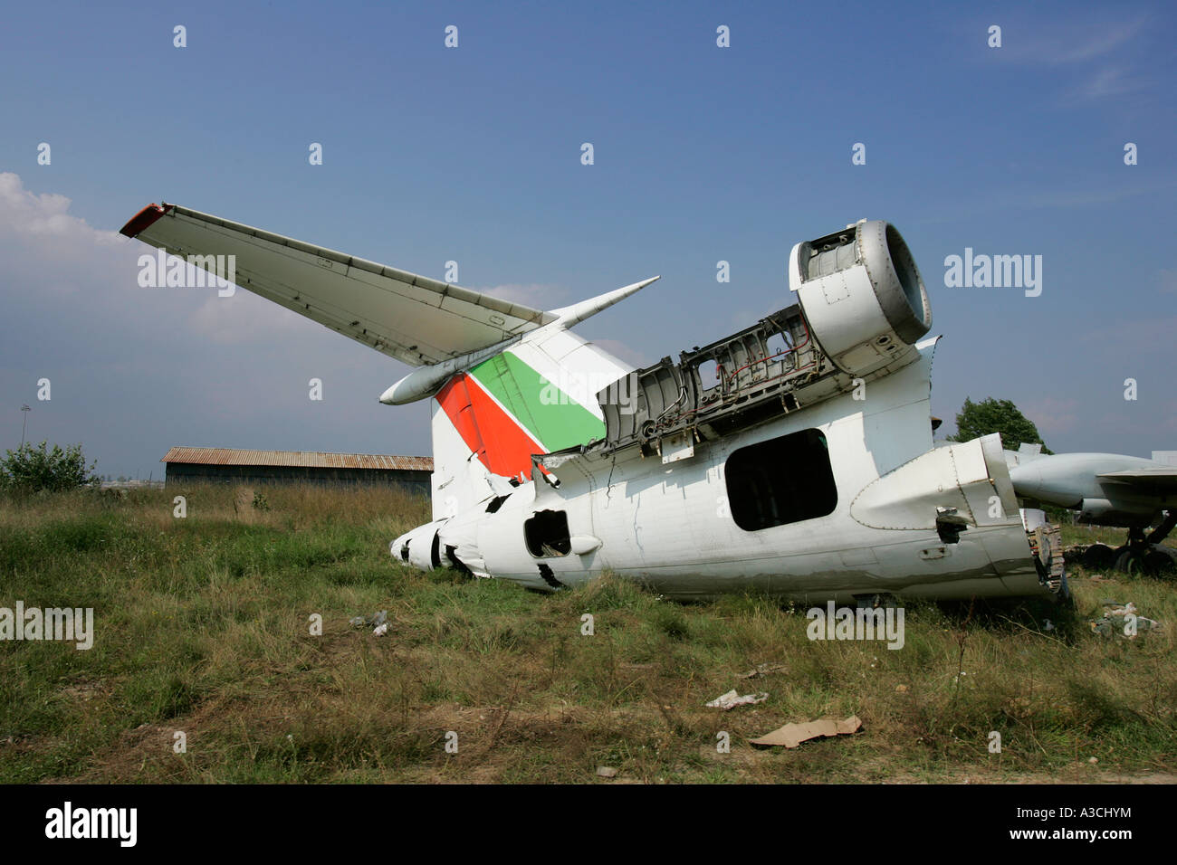 airplane crash wreckage Stock Photo