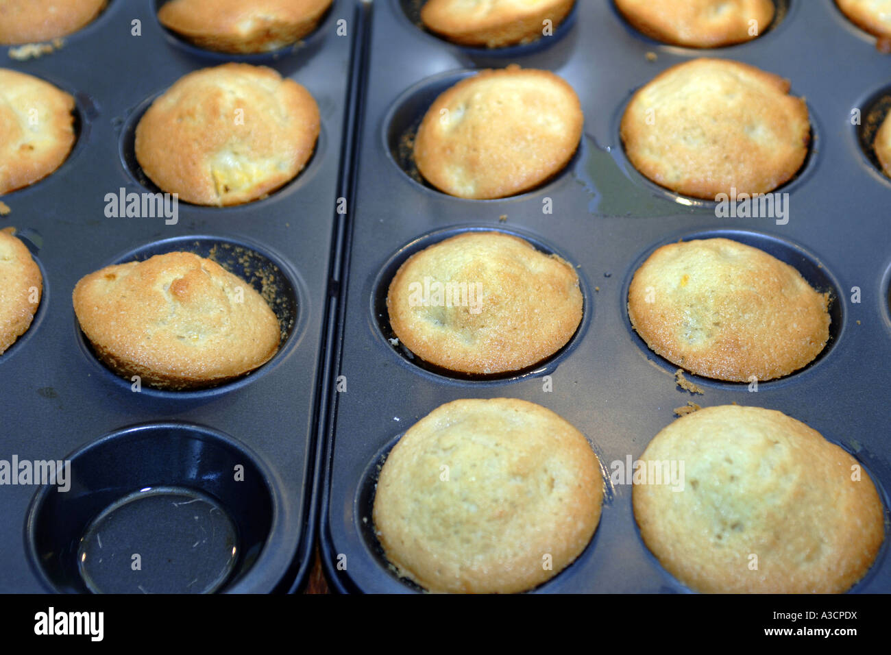 Homemade Cakes in non-stick baking trays Stock Photo