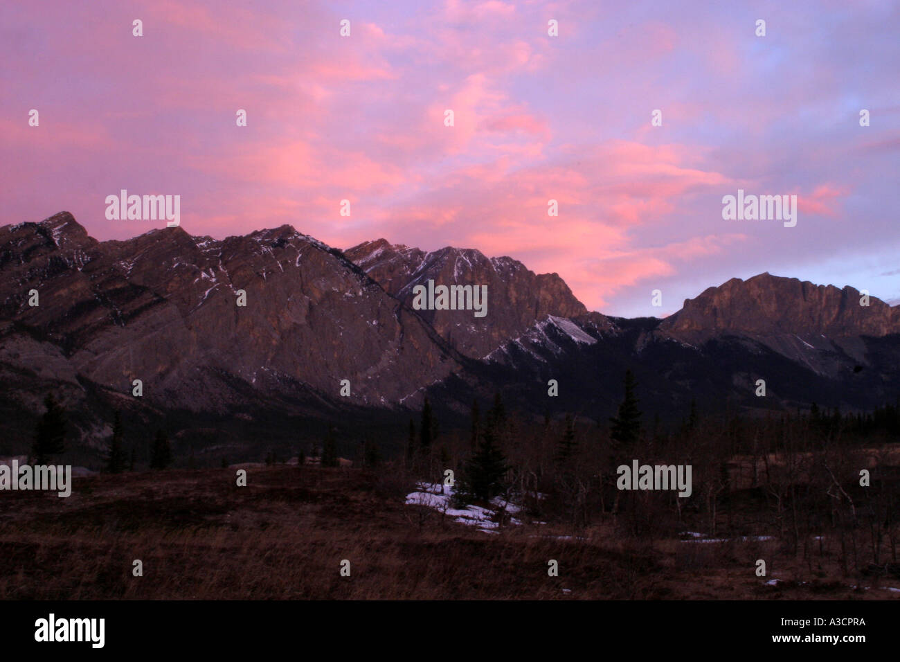 Mountain sunrise; Dawn in the Rockies Stock Photo