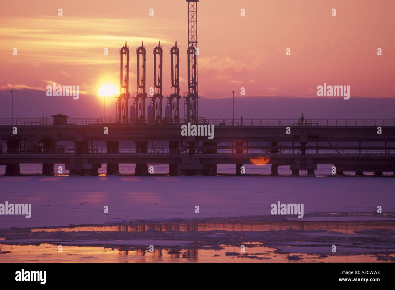 Russia's Transneft crude oil loading terminal in Primorsk, Gulf of Finland,1st Russian own export terminal in Baltic area after USSR, opend 27.12 2001 Stock Photo
