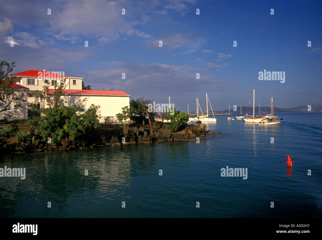 Sailboats, Cruz Bay Harbor, Cruz Bay, Saint John, St John, United States Virgin Islands, United States, Virgin Islands, USVI Stock Photo