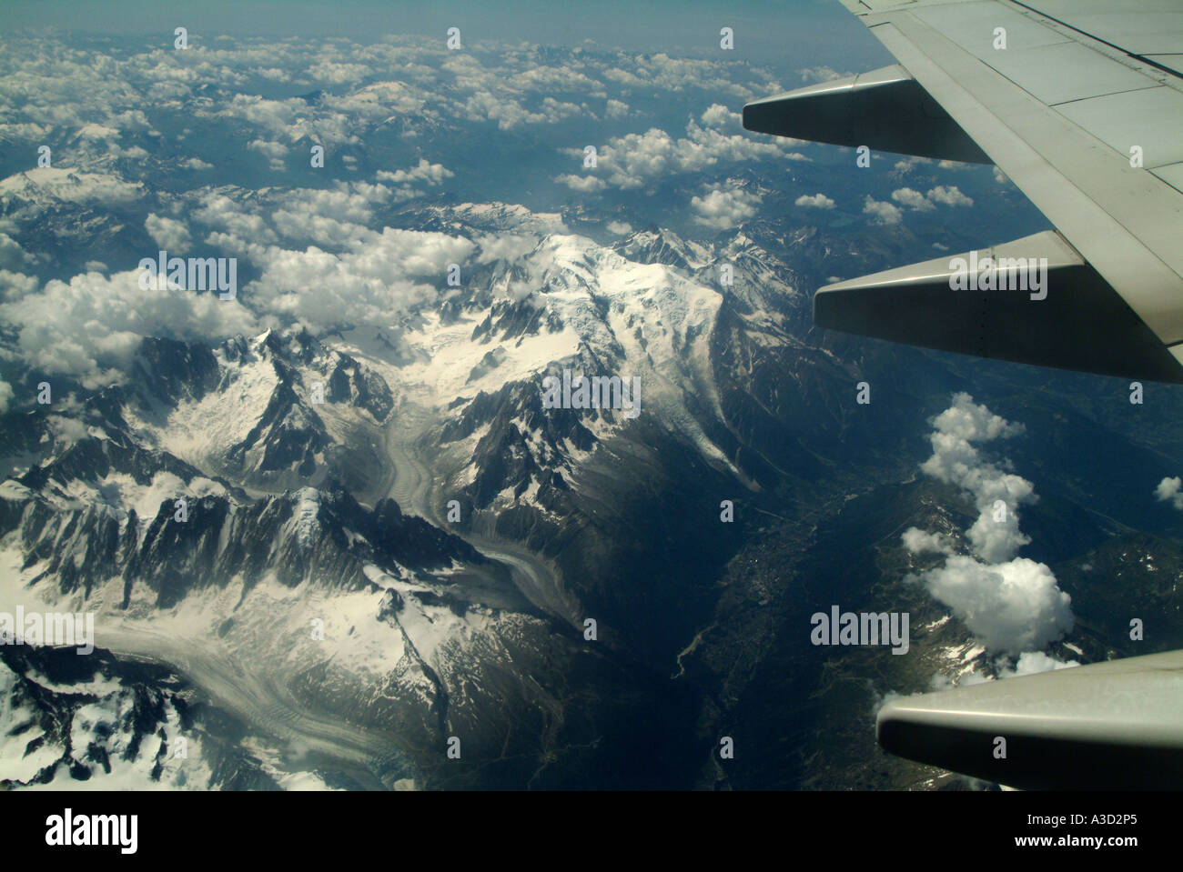 Aerial view of Mont Blanc. Stock Photo
