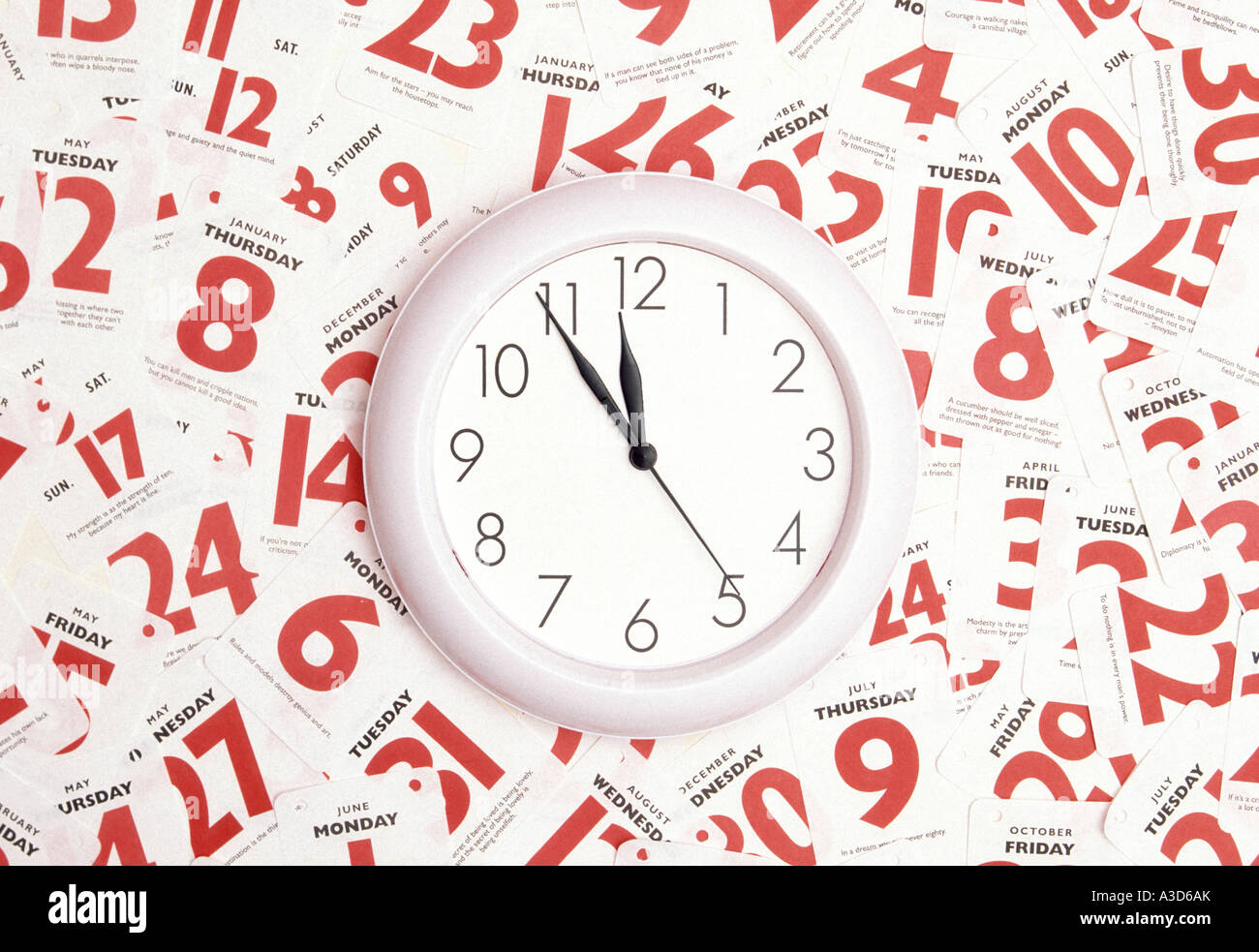 Time date calendar appointment conceptual image using clock face & red