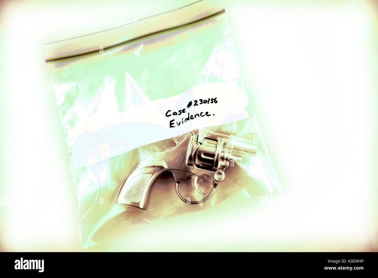 Gun inside evidence bag Stock Photo Alamy