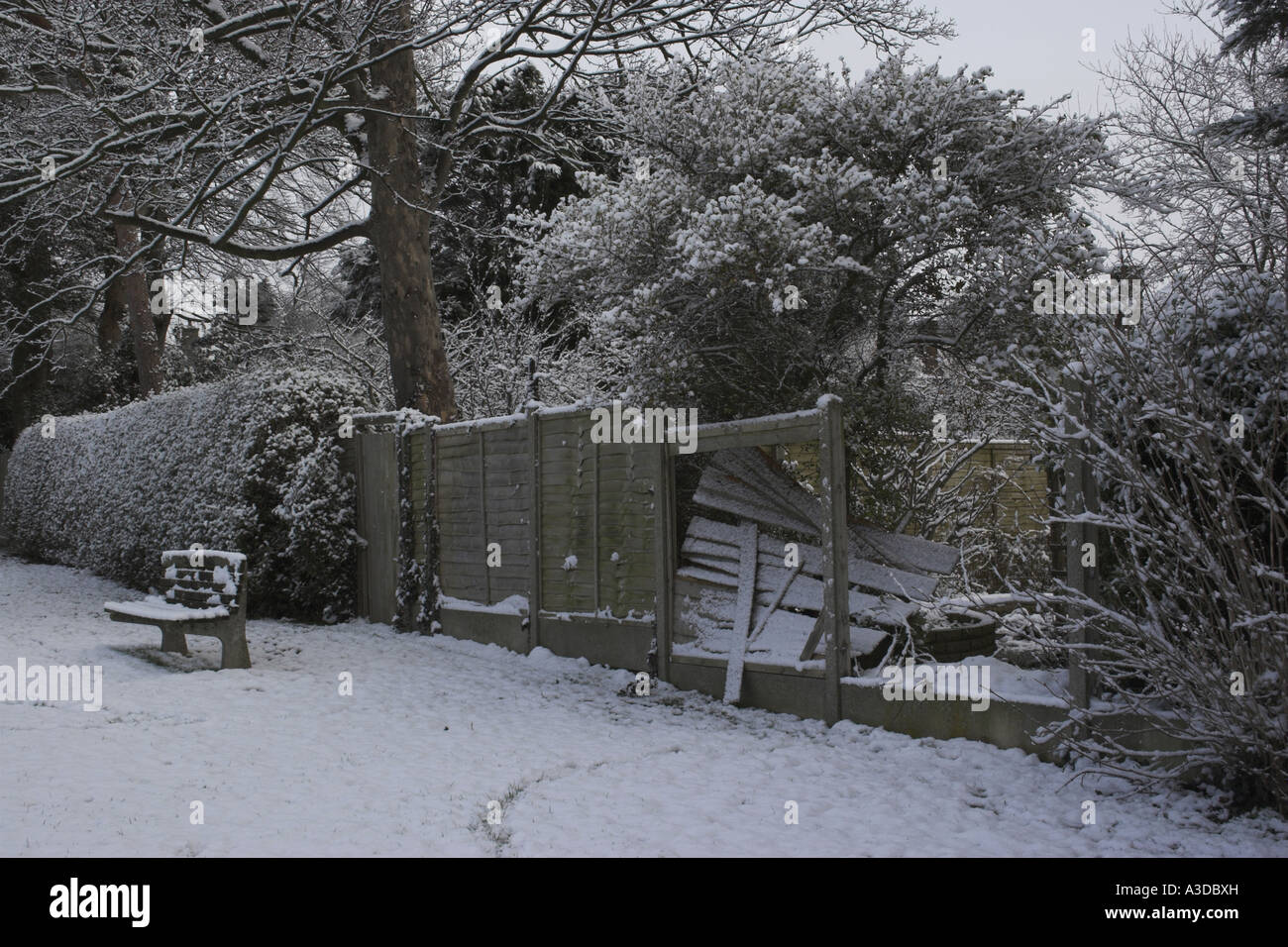 A picturesque scene after overnight snow. Stock Photo