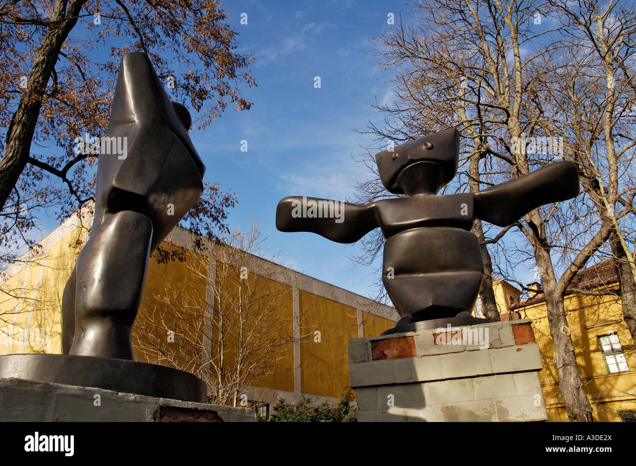 sculptures by Max Ernst in front of the Lenbachhaus, Schwabing, Munich, Bavaria, Germany Stock Photo