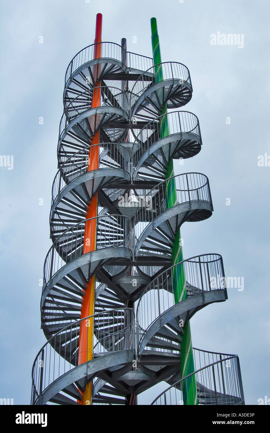 Public spiral staircase in Hamburg-Allermoehe, Germany Stock Photo