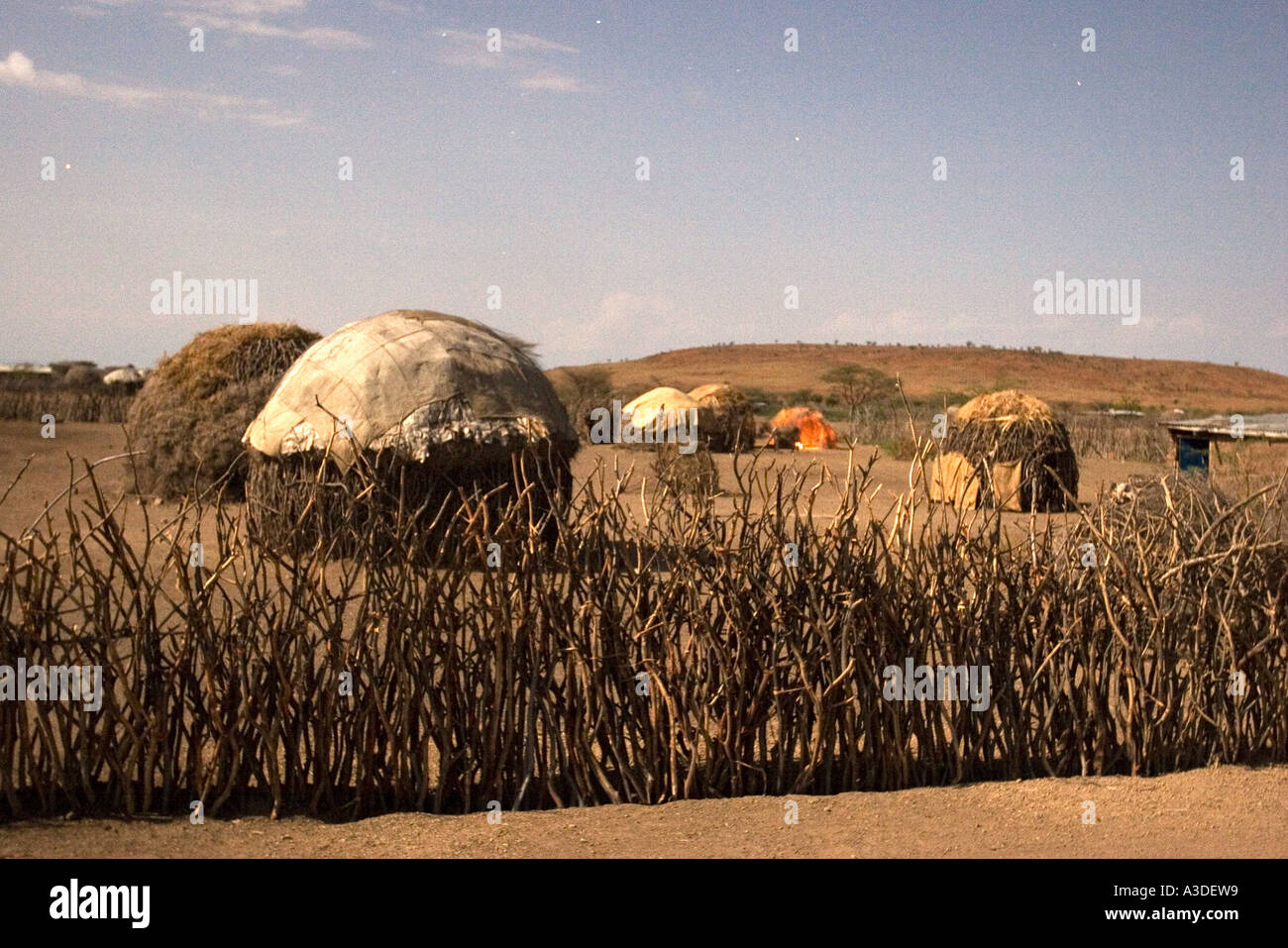 In the village of Kaikor its 11 30 at night and the land is well lit by the moon light Stock Photo