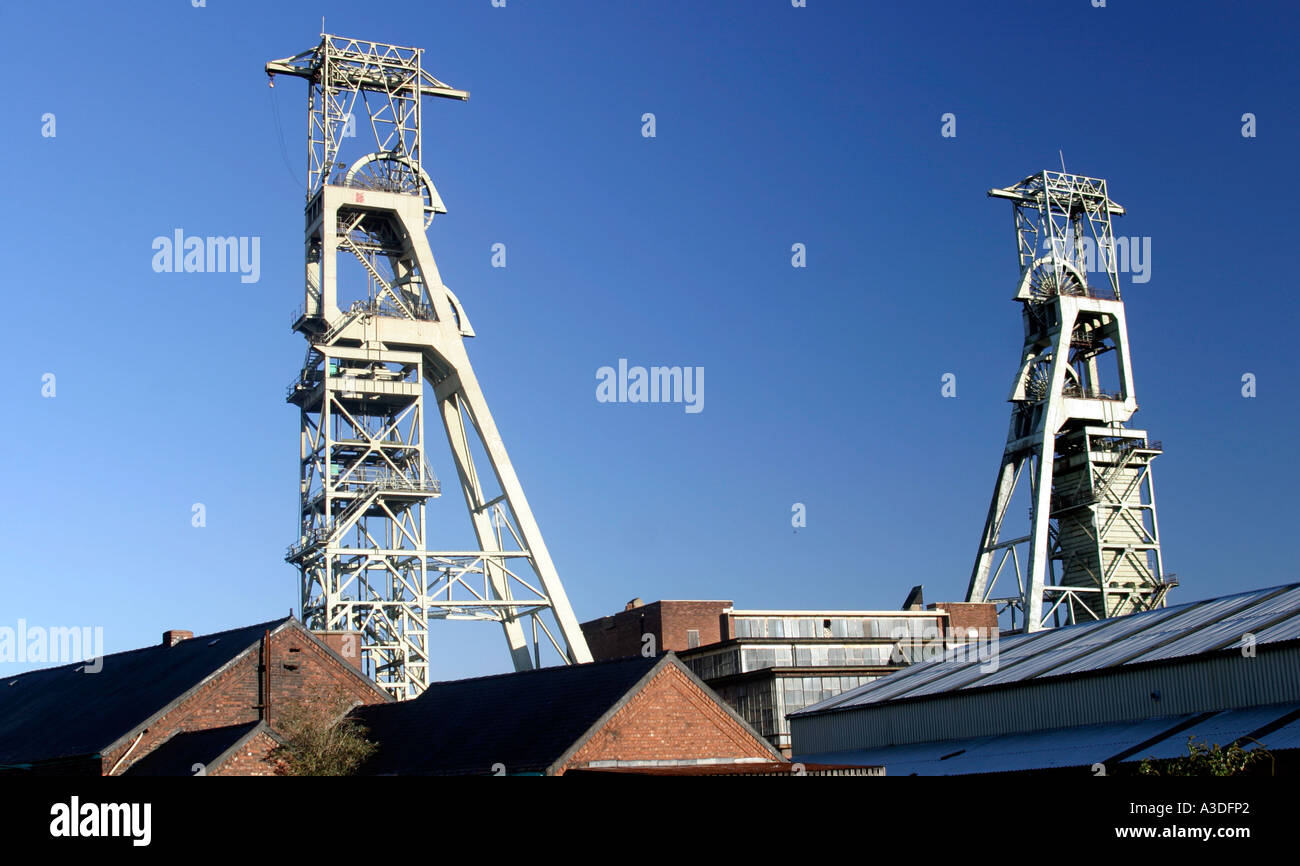 The pithead winding gear Clipstone Colliery Clipstone nr Mansfield Nottinghamshire Stock Photo