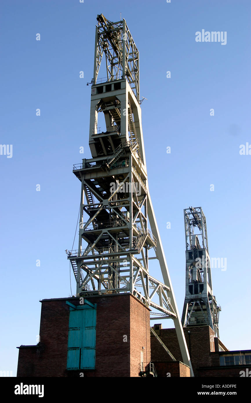 The pithead winding gear Clipstone Colliery Clipstone nr Mansfield Nottinghamshire Stock Photo