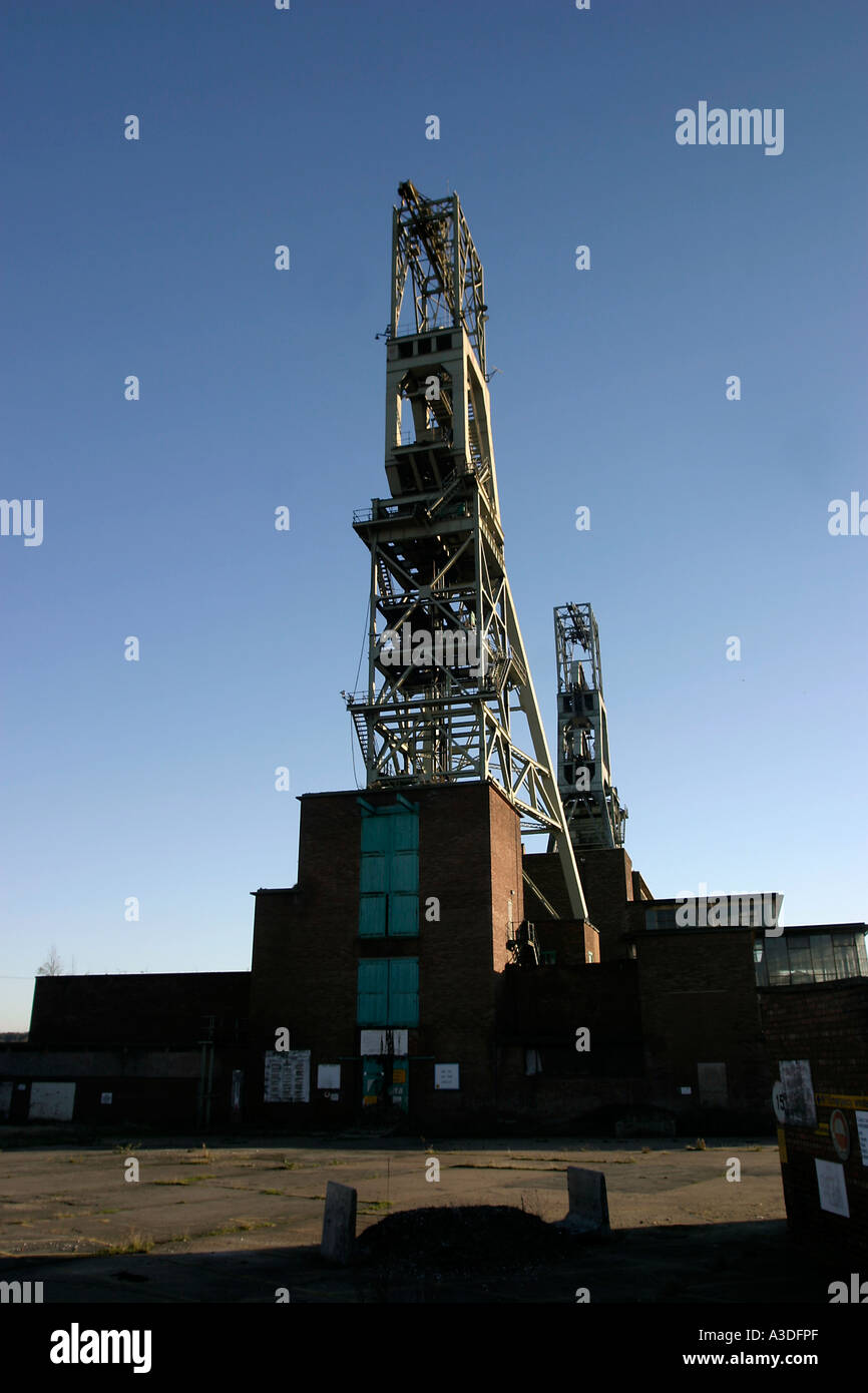 The pithead winding gear Clipstone Colliery Clipstone nr Mansfield Nottinghamshire Stock Photo