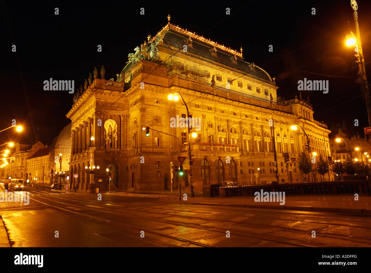 National Theatre At Night Prague Czech Republic Stock Photo - Alamy