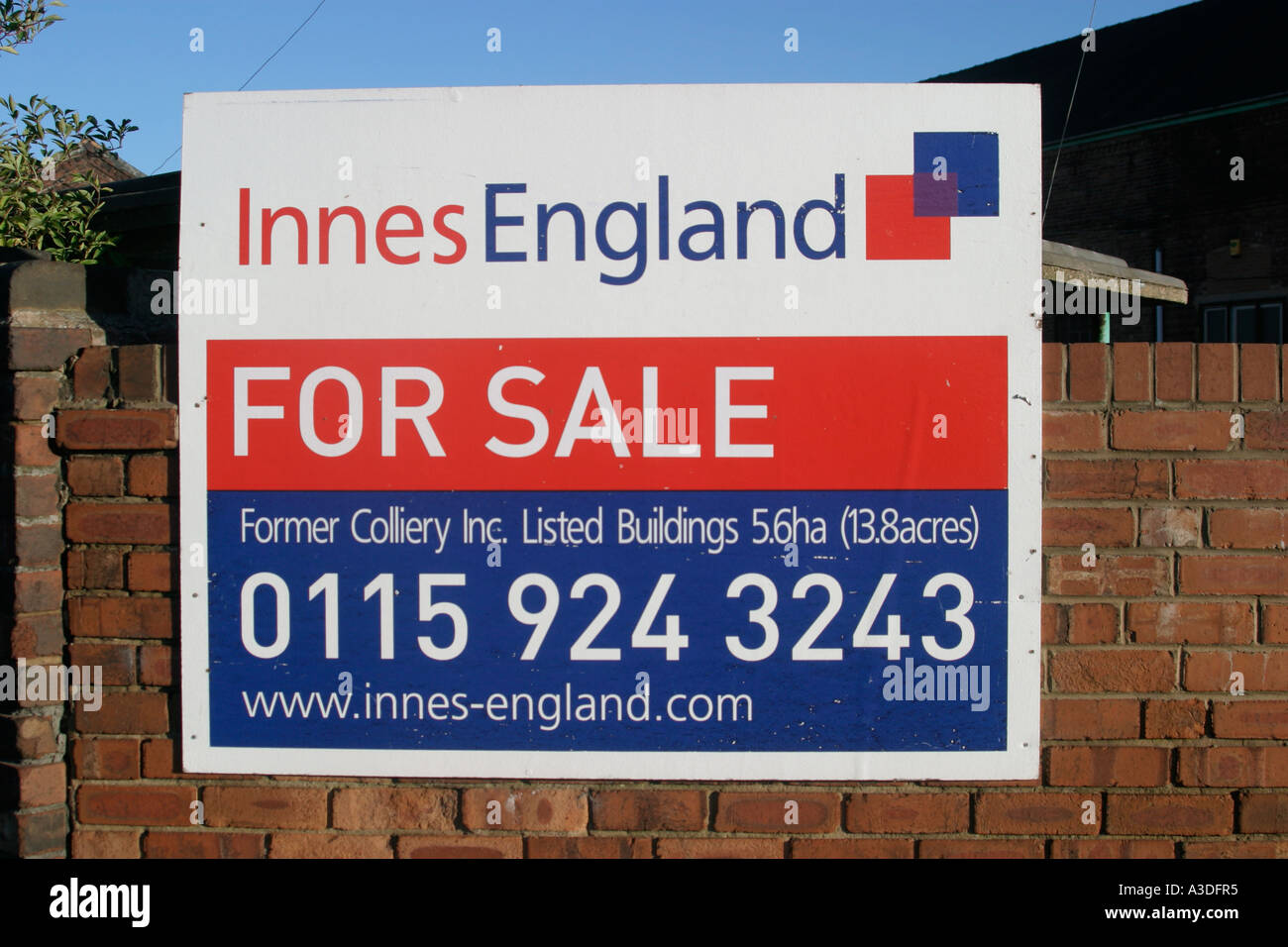 For Sale signs the pithead Clipstone Colliery Clipstone nr Mansfield Nottinghamshire Stock Photo