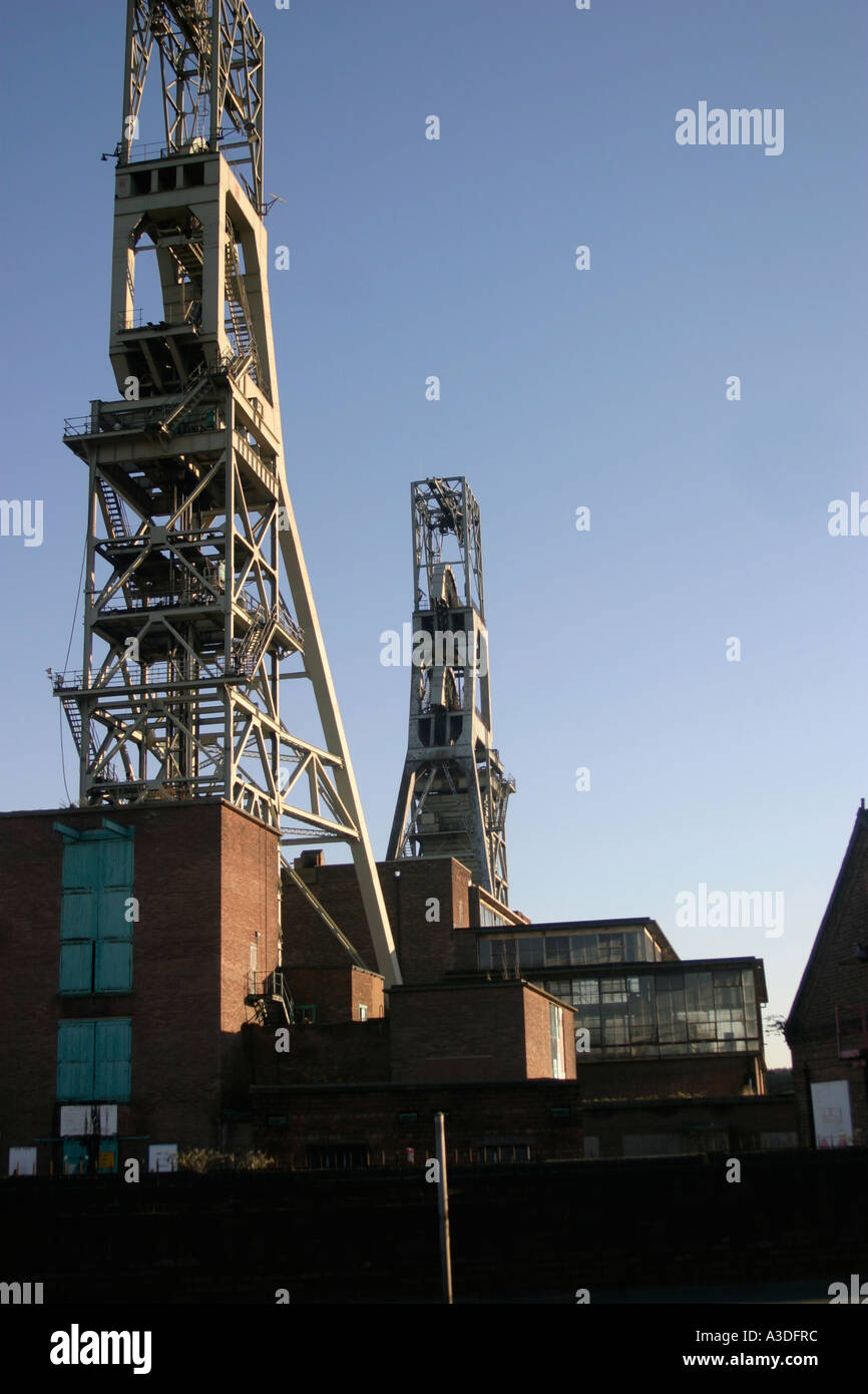 The pithead winding gear Clipstone Colliery Clipstone nr Mansfield Nottinghamshire Stock Photo
