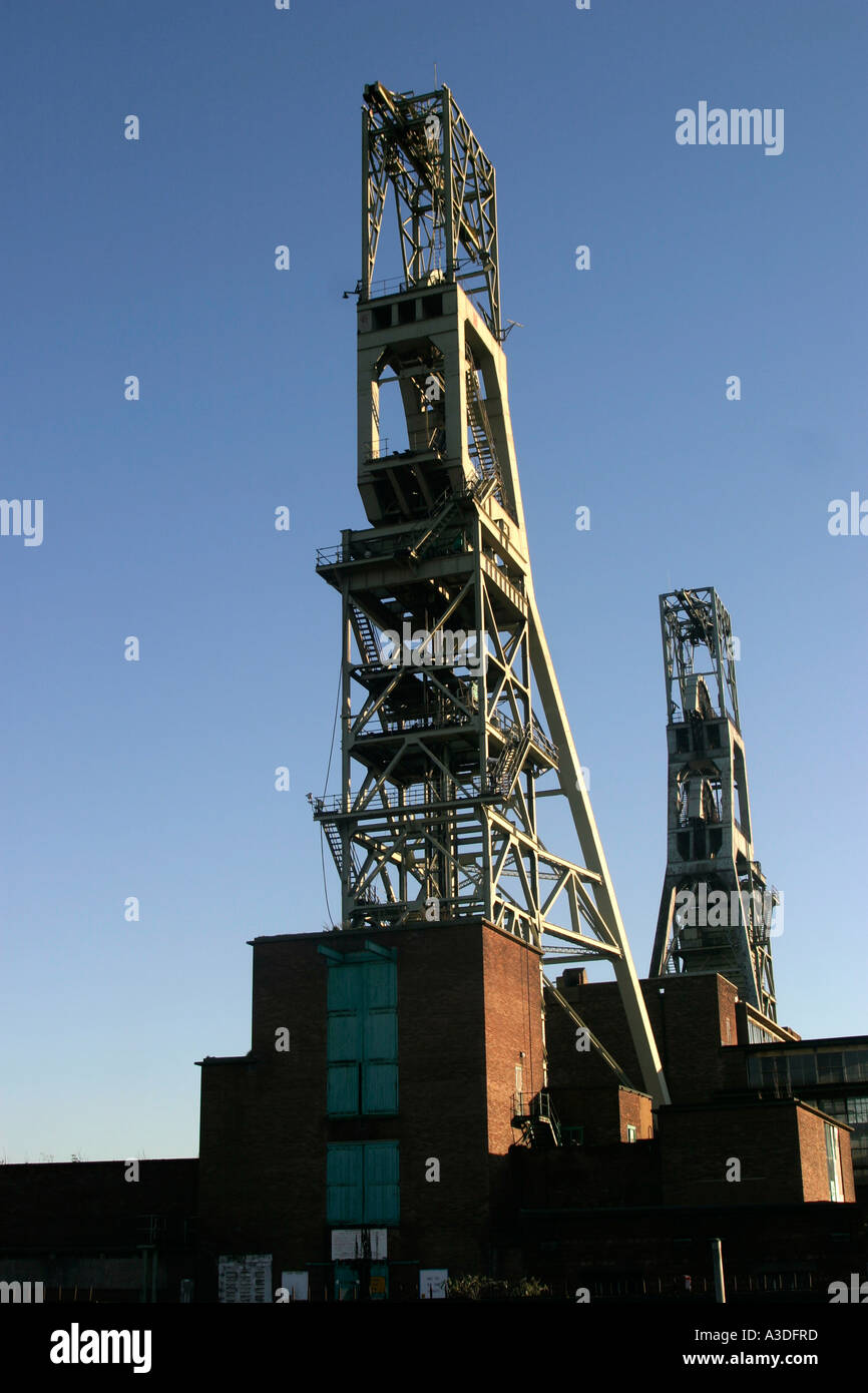 The pithead winding gear Clipstone Colliery Clipstone nr Mansfield Nottinghamshire Stock Photo