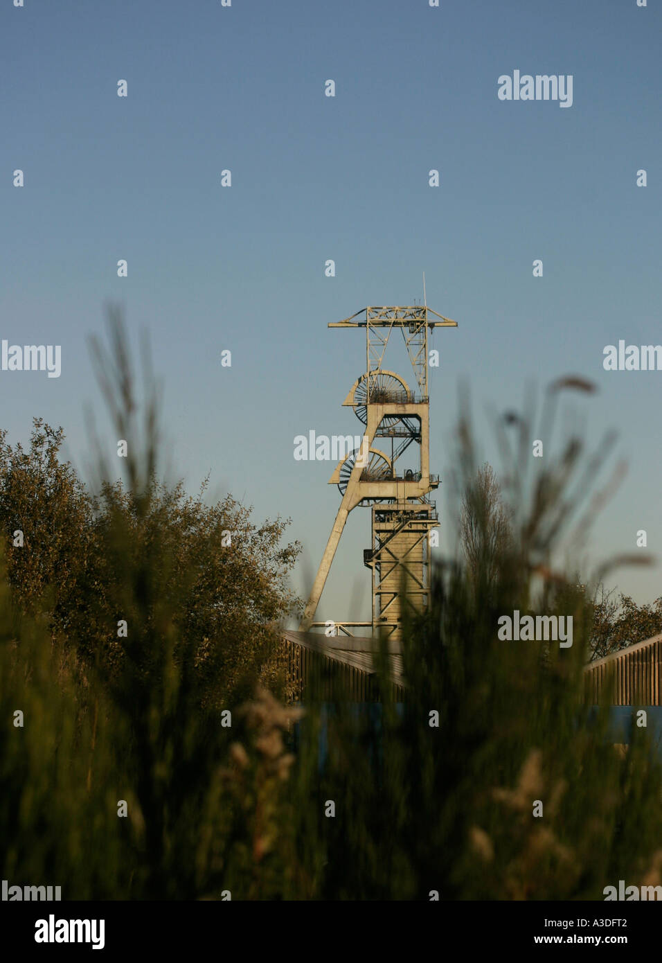 The pithead winding gear Clipstone Colliery Clipstone nr Mansfield Nottinghamshire Stock Photo