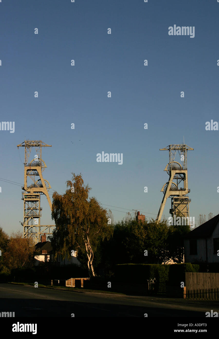 The pithead winding gear Clipstone Colliery Clipstone nr Mansfield Nottinghamshire Stock Photo