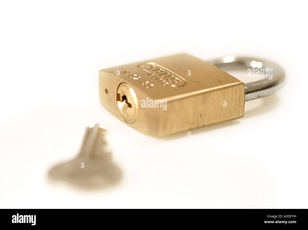 Key and locked safety lock Stock Photo Alamy