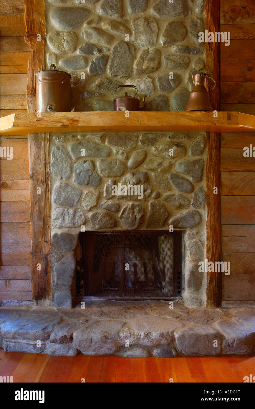 Stone fireplace Stock Photo