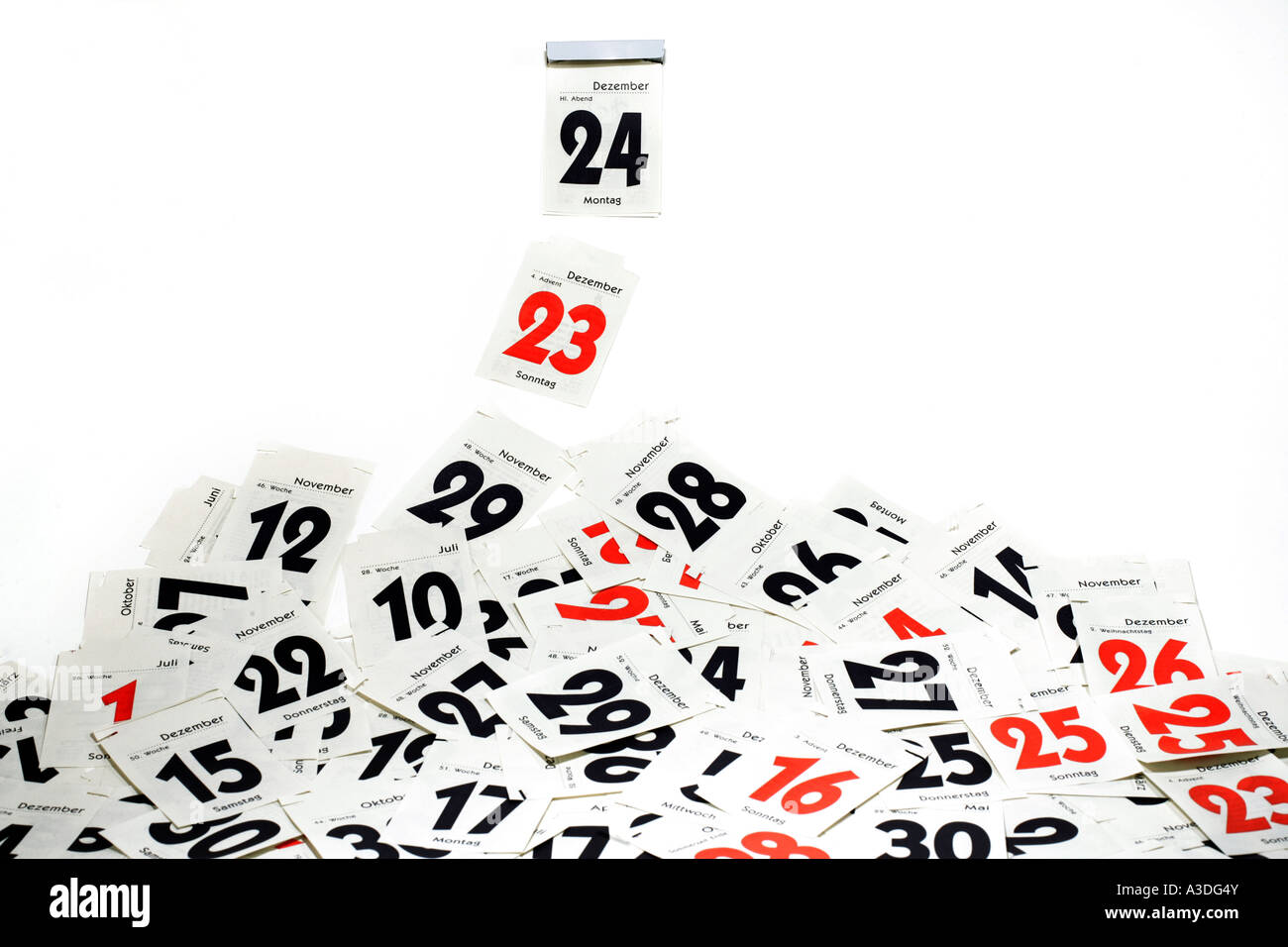 Its Christmas Eve - calendar shows end of 23th of December and the beginning of the 24th Stock Photo