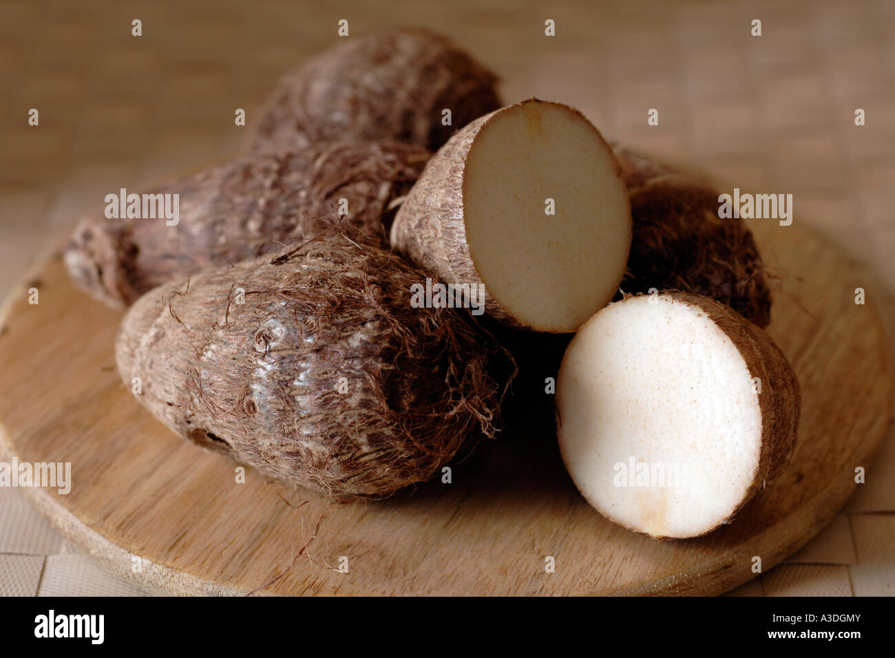 Eddoes caribbean root vegetable related to dasheen Stock Photo Alamy