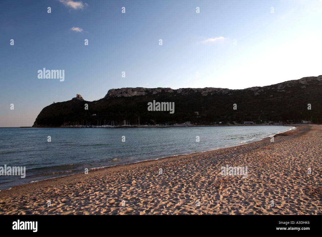 Panorama of Poetto beach and Sella del Diavolo (Devil’s Saddle
