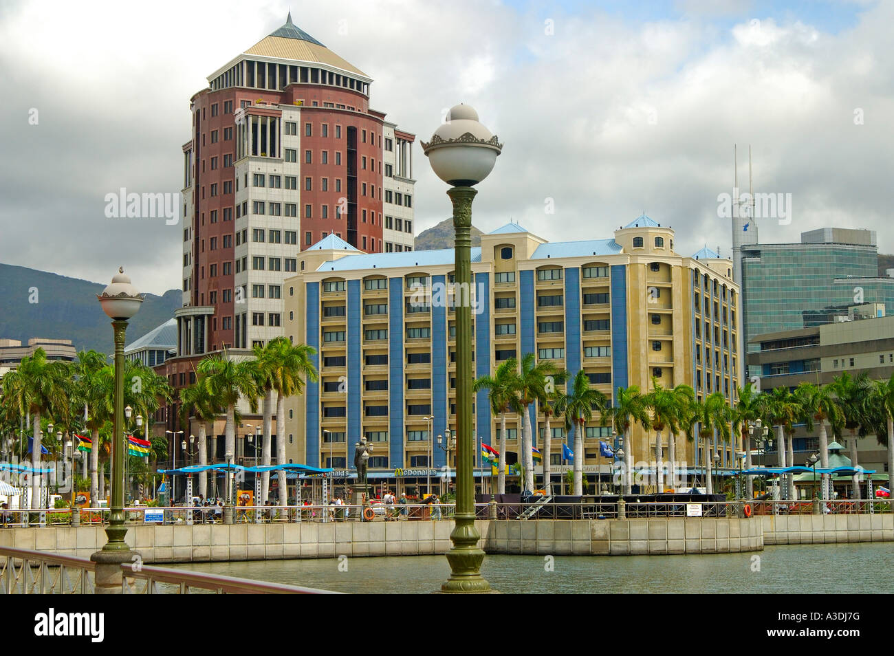 Headquarters of the State Bank in the city centre of the capital Port Louis, Mauritius Stock Photo