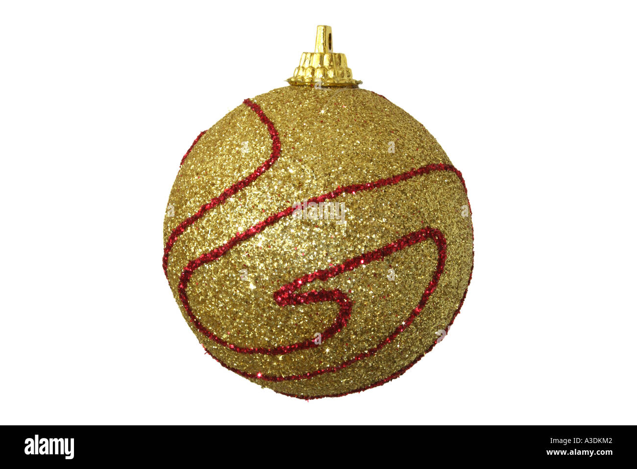 Glittered yellow christmas ball over a white background. Stock Photo