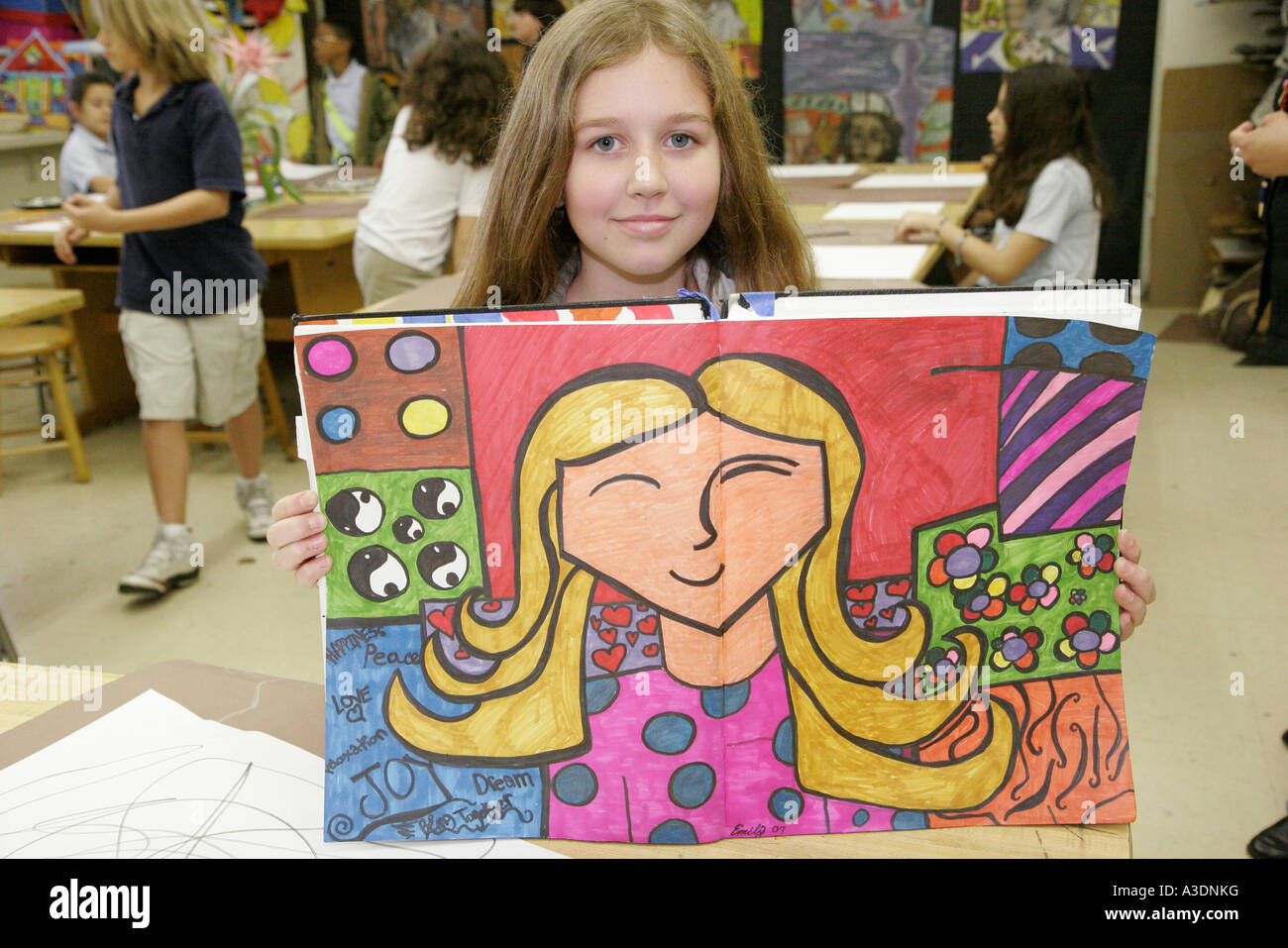 Miami Florida,South Miami,K 8 Center for Expressive Arts,Hispanic woman female women,student students art,artist,FL070117050 Stock Photo