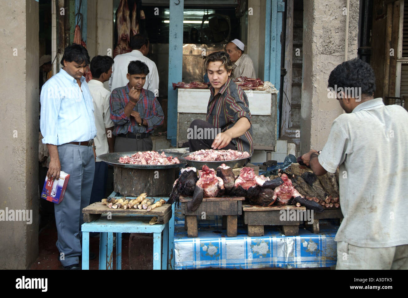 A Butchers shop in Old Delhi India Stock Photo