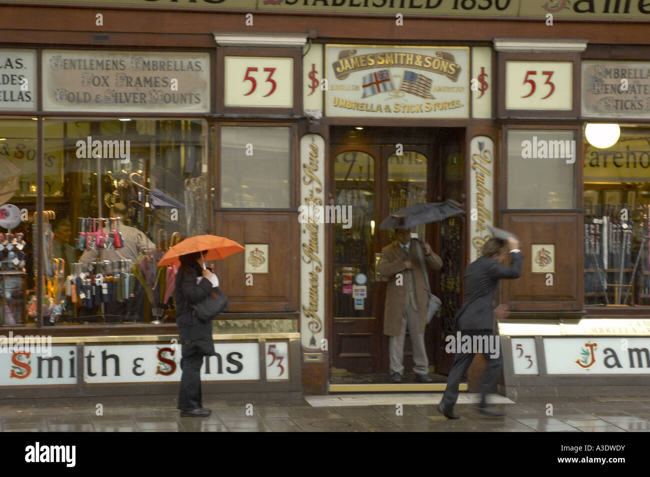 The world famous James Smith and Sons umbrella shop New Oxford Street
