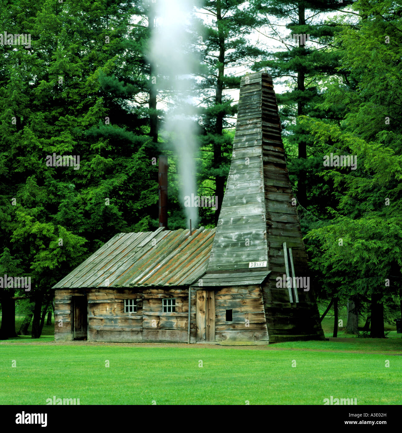 Replica Of World'S First Oil Well, Drake Well Museum, Titusville, Pennsylvania, Stock Photo
