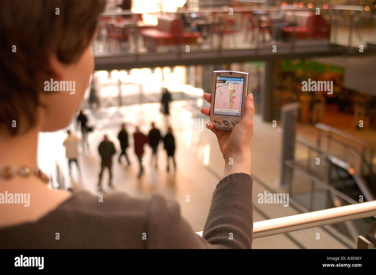 Pedestrian with navigation system Stock Photo Alamy