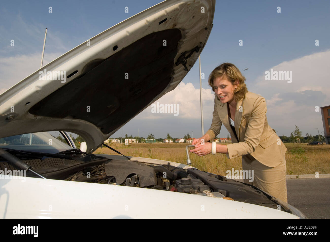 German politician Silvana Koch-Mehrin (Liberals) checks her car Stock Photo