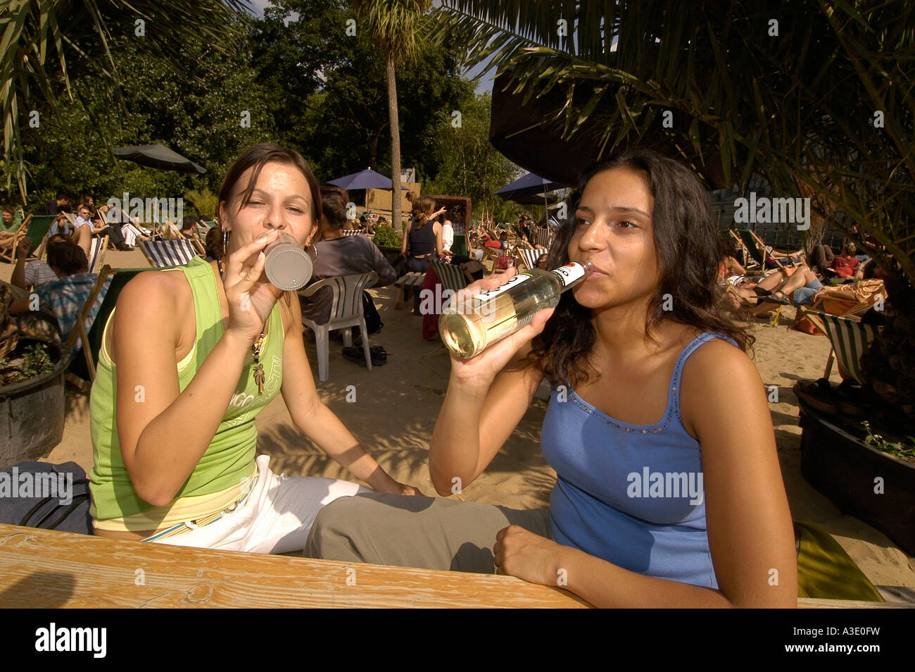 Young women are drinking alcopops, Berlin, Germany Stock Photo