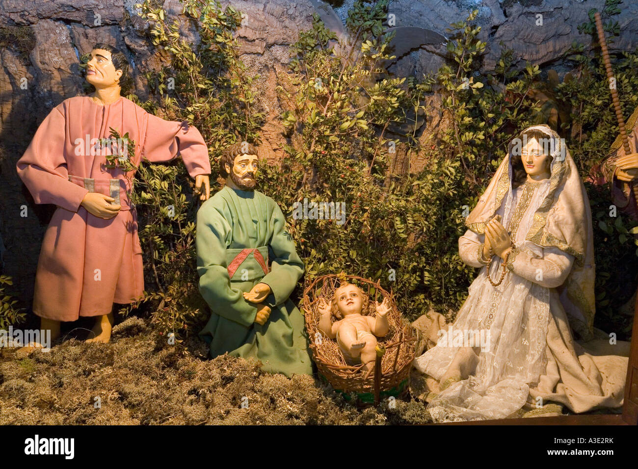 A nativity scene in the chapel of the manor Camino d els Calderers d San Juan, Majorca, Balearic