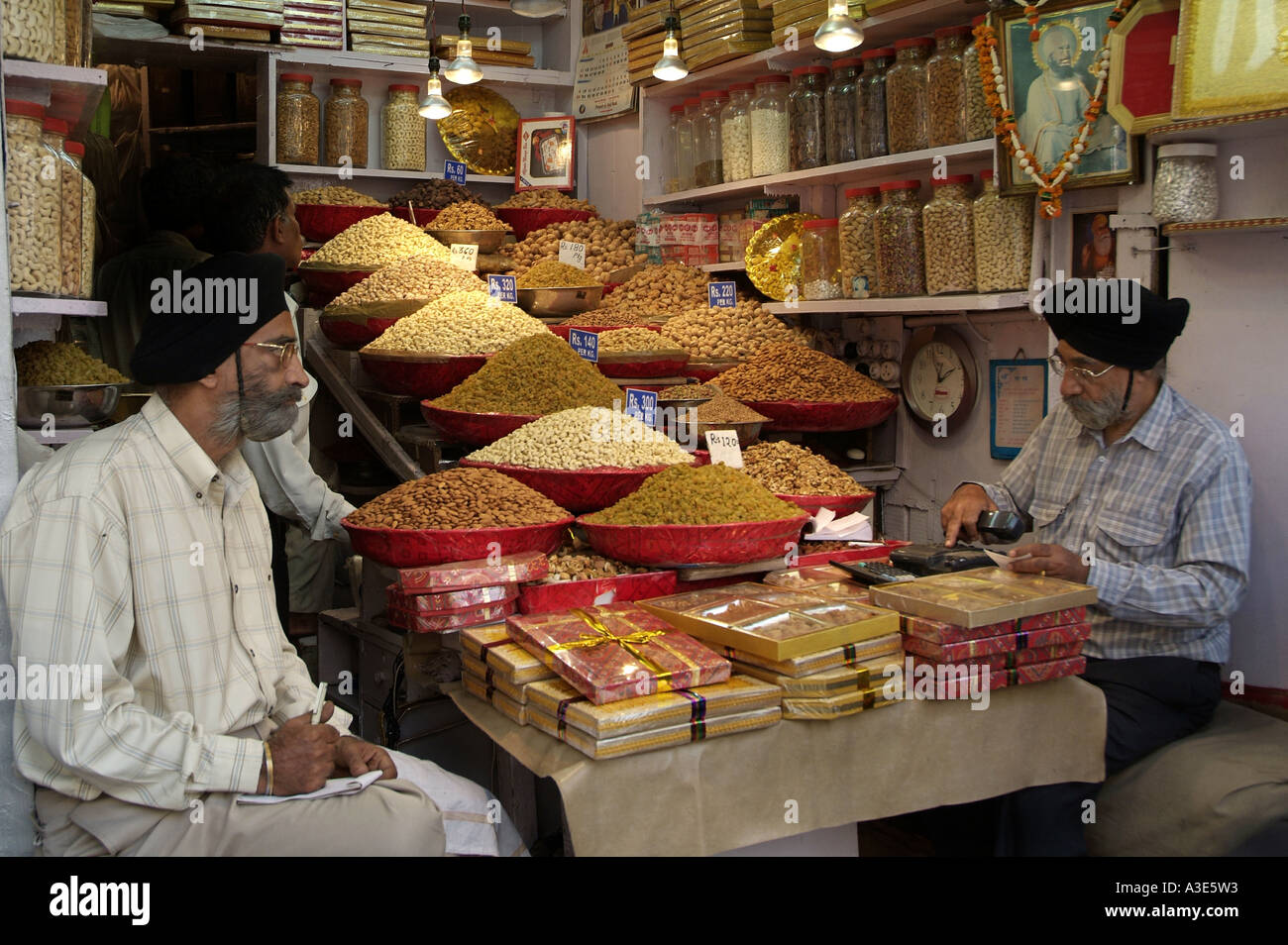 Indian spices for sale at Khari Baoli Bazaar in Old Delhi in India