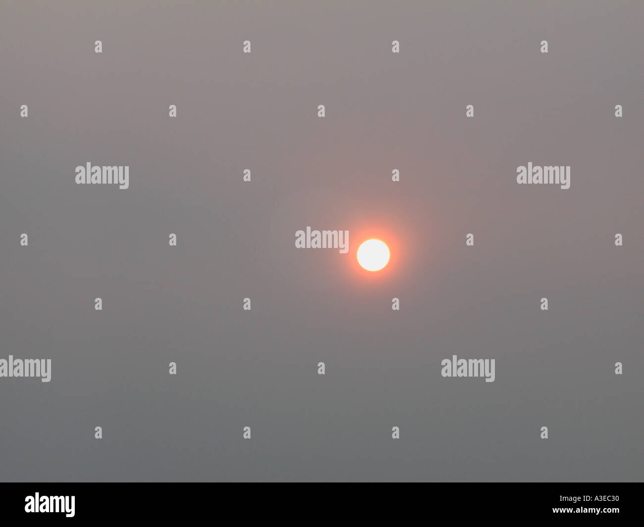 Smoke filled sky from a forest fire in southern Oregon USA Stock Photo ...