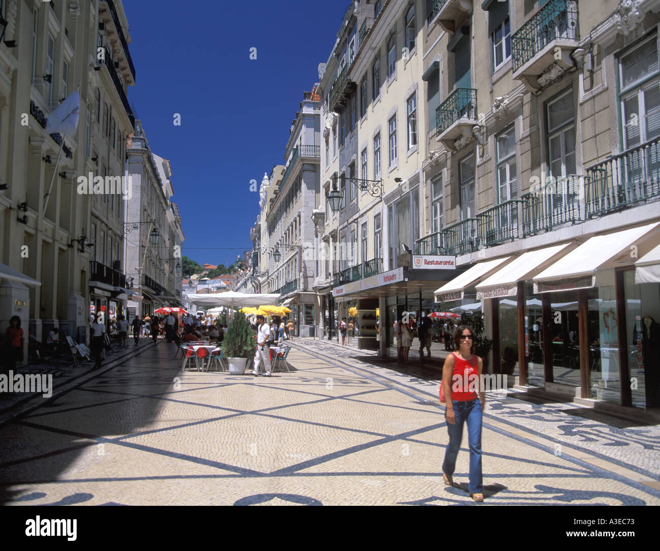 Portugal Lisbon Baixa District Rua Augusta Stock Photo
