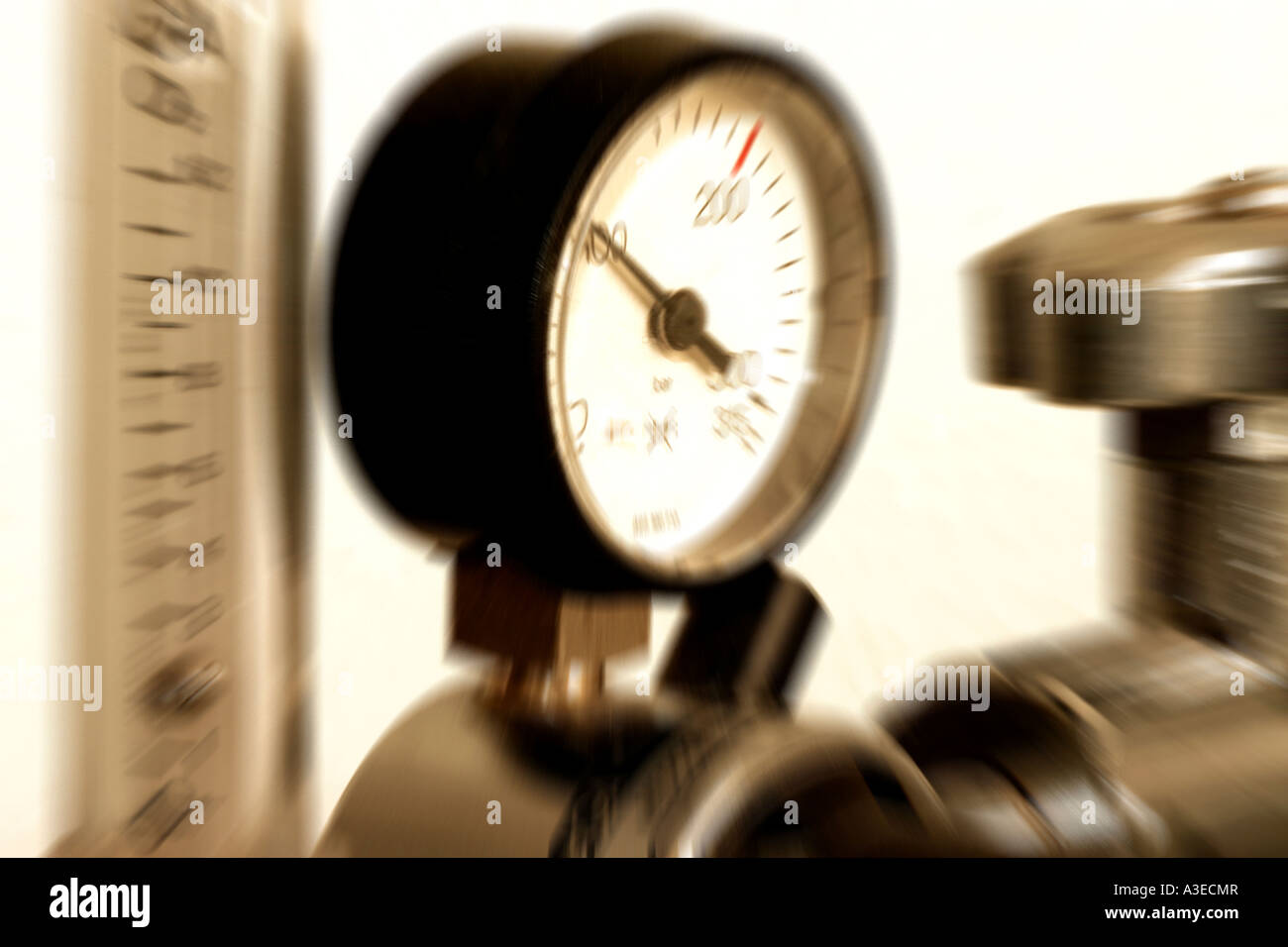 Valve and pressure gauge of a medical oxygen bottle Stock Photo Alamy