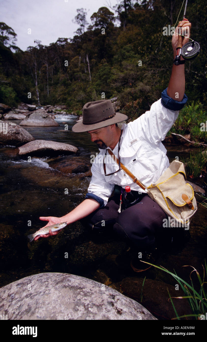 Rainbow trout caught on try fly Kiewa River Kiewa River NE Victoria ...