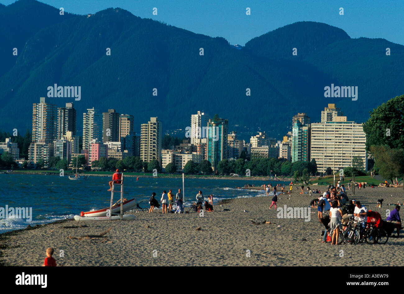 View of downtown Vancouver from Kitsilano beach Canada Stock Photo - Alamy