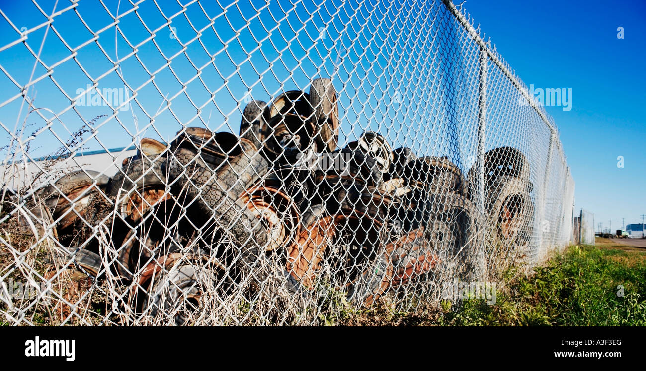 Tires in a scrap yard Stock Photo Alamy