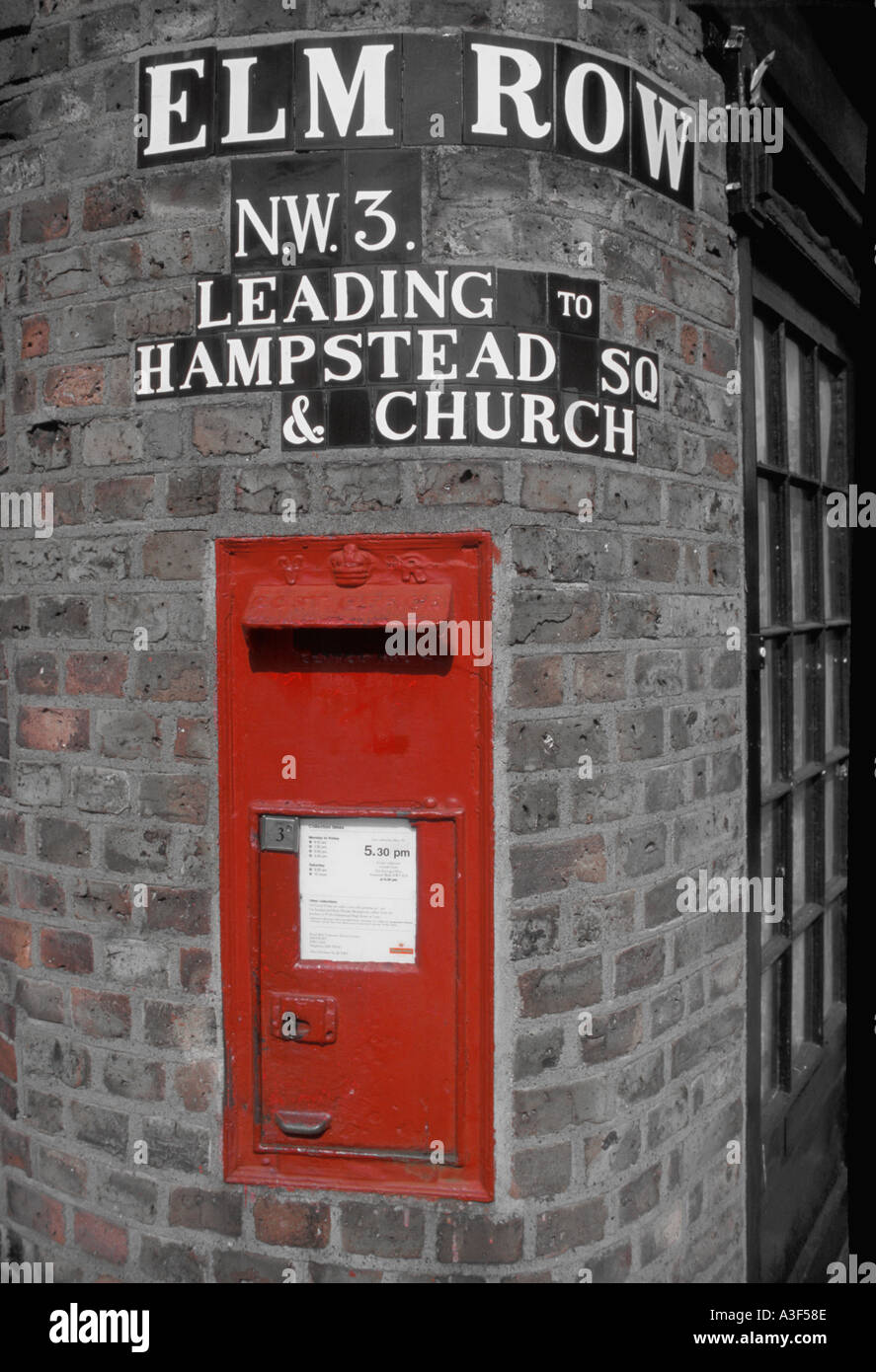 UK London Hampstead Elm Row Post Box Stock Photo