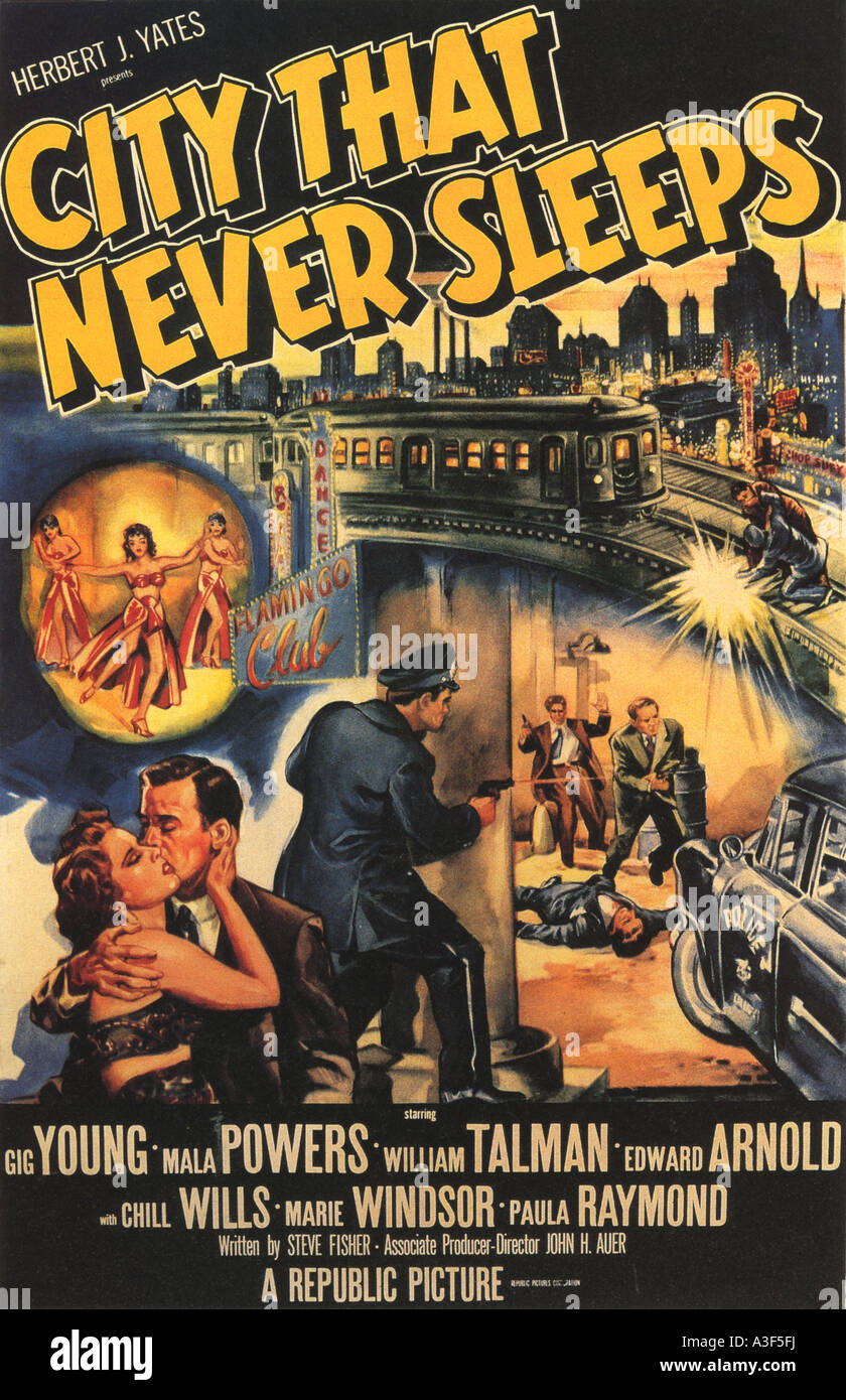 CITY THAT NEVER SLEEPS poster for 1953 Republic film with Gig Young Stock Photo
