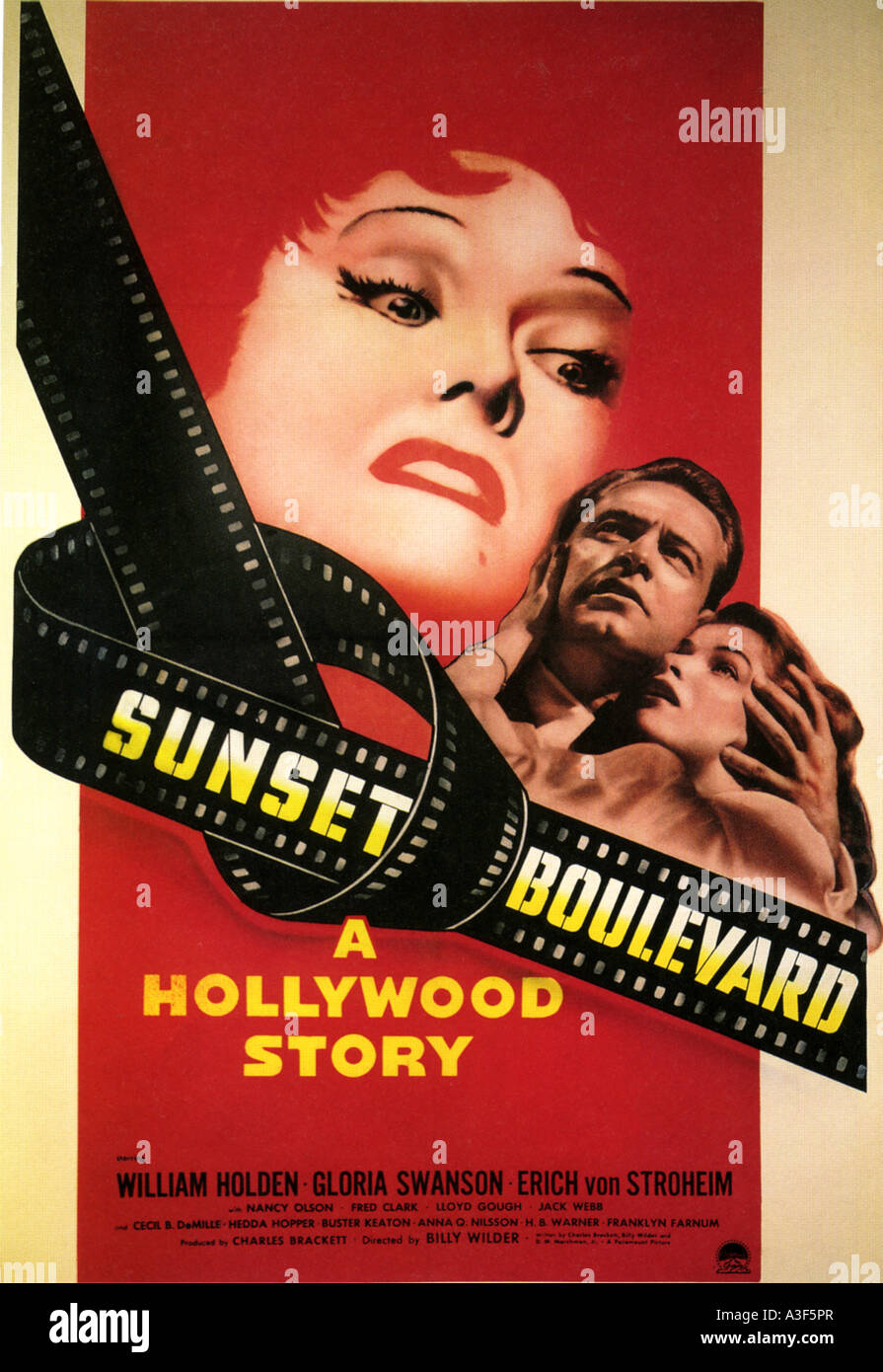 SUNSET BOULEVARD poster for 1950 Paramount film with Gloria Swanson Stock Photo