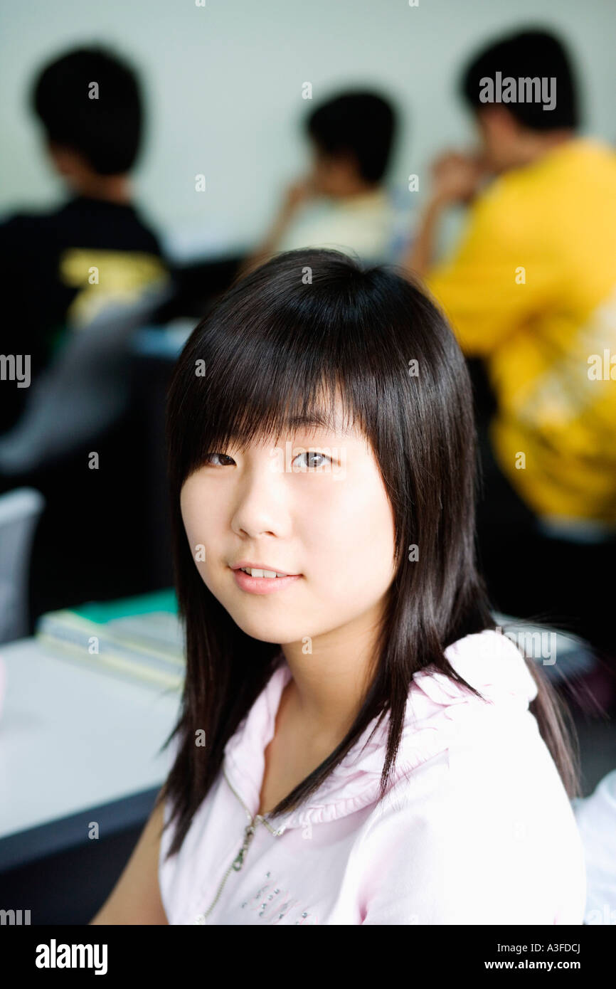 Portrait of a girl smiling Stock Photo - Alamy