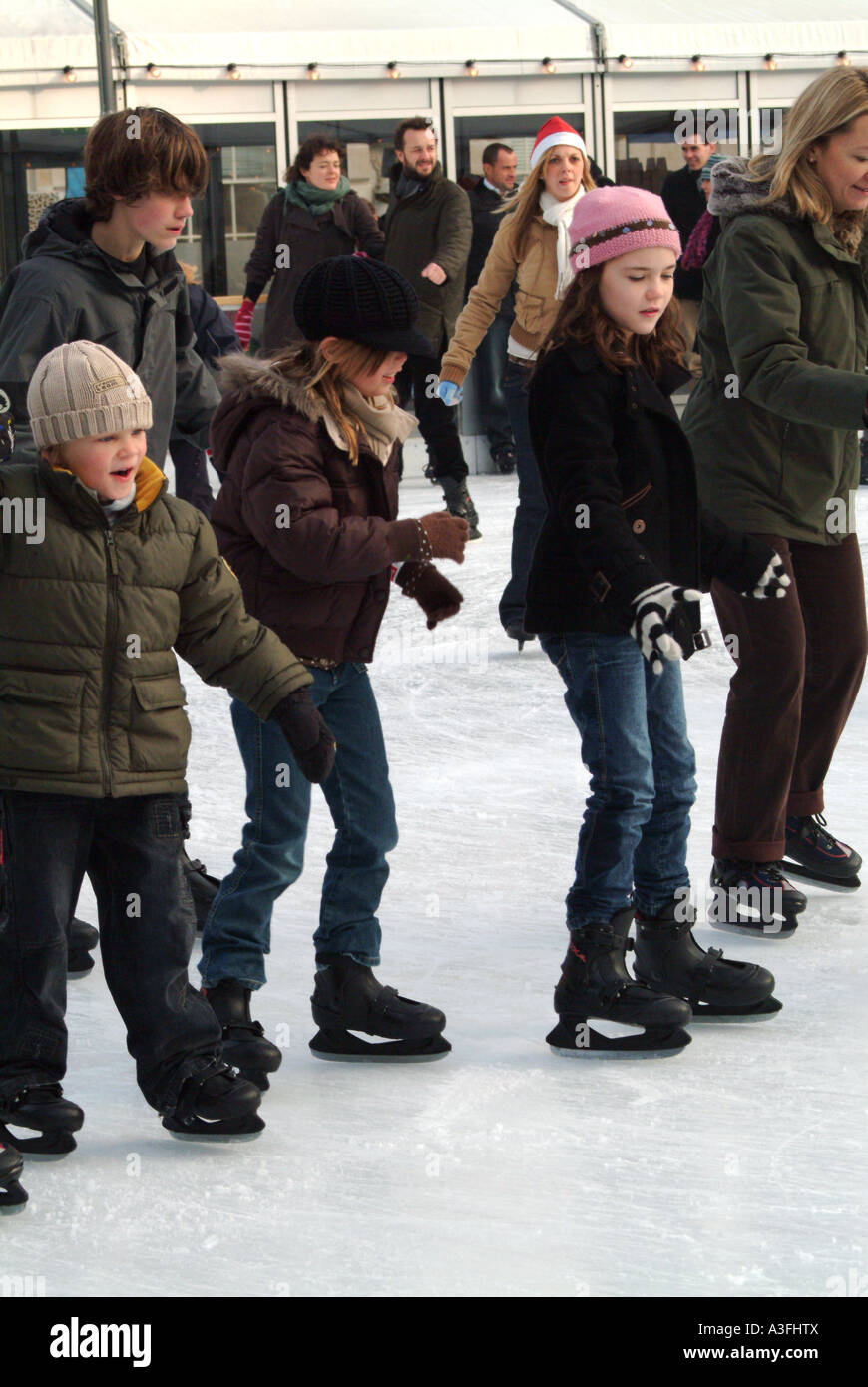 Skaters at the annual ice rink at Somerset House London Stock Photo - Alamy